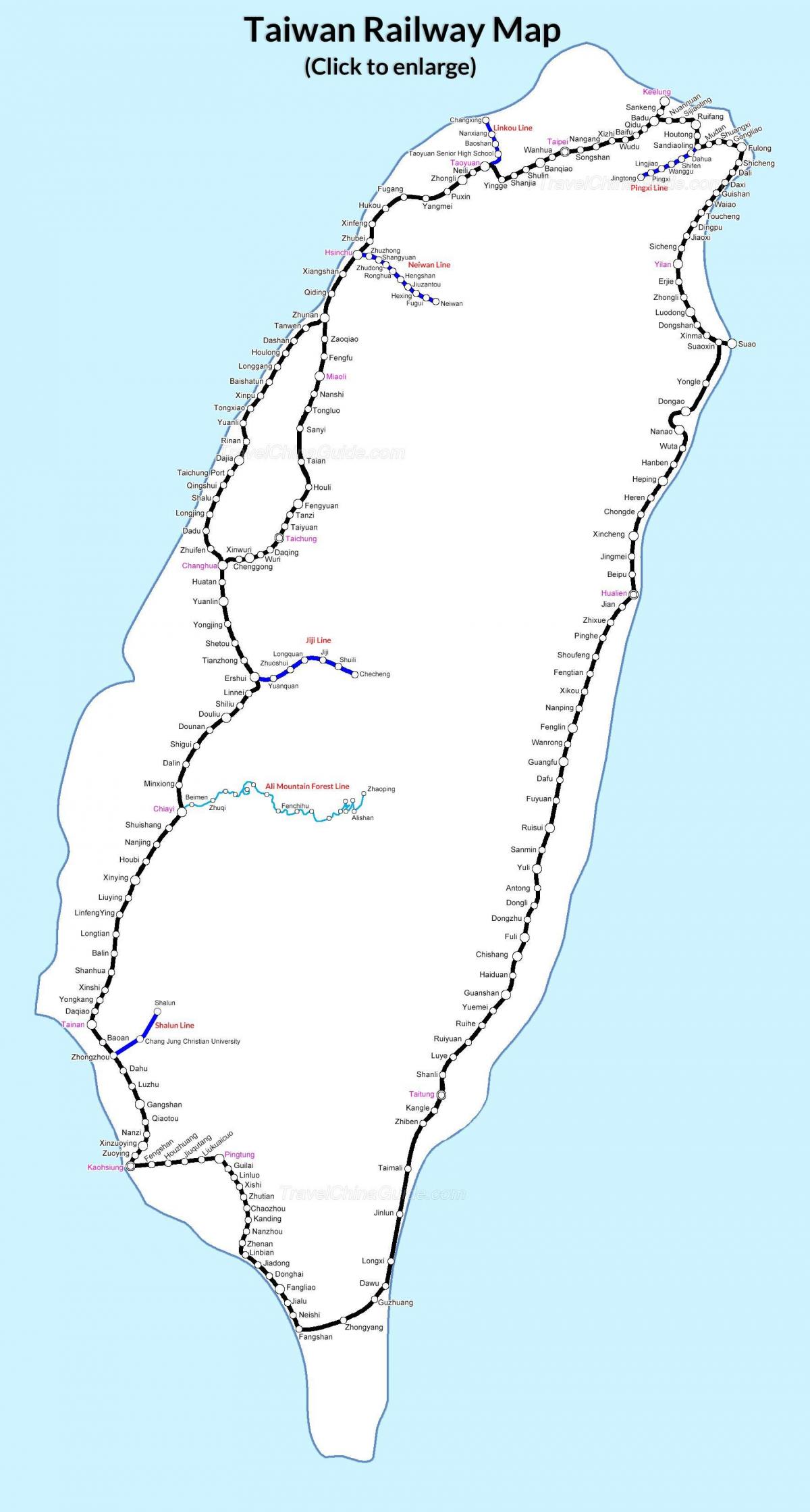 hartă de cale ferată Taiwan