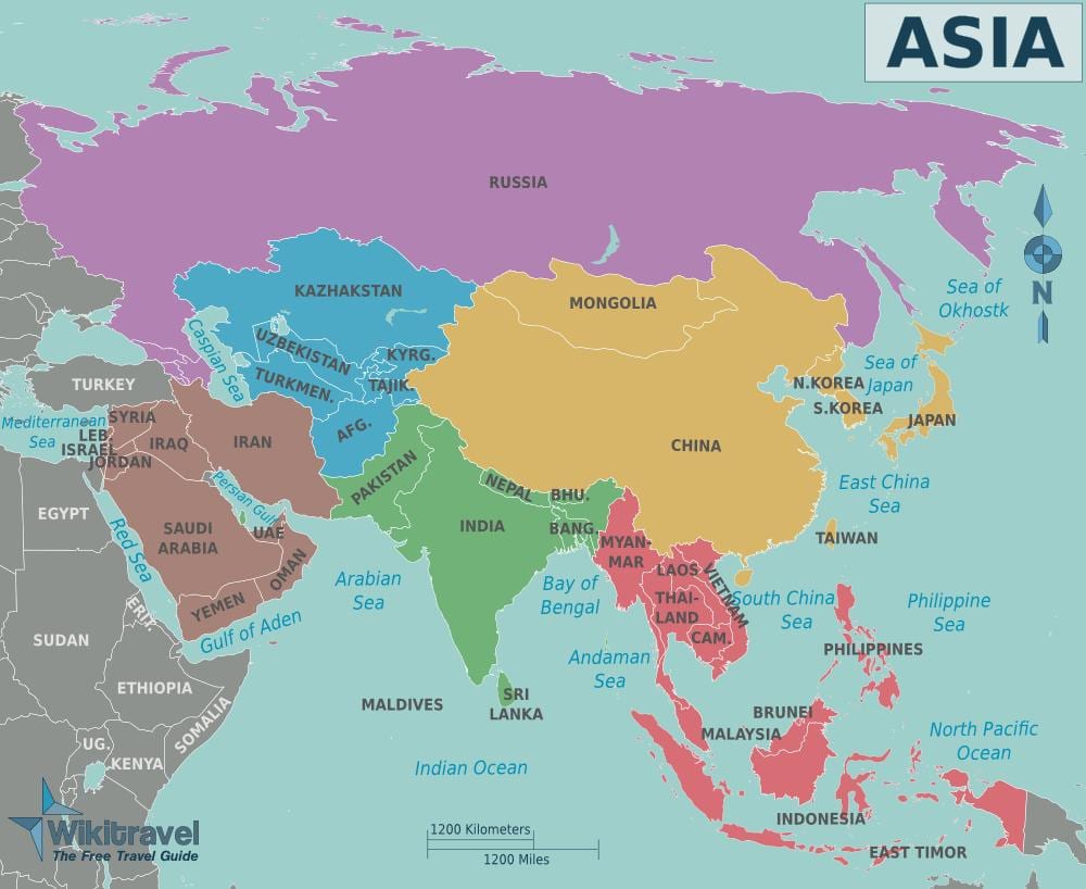 Harta Taiwan și țările din jur