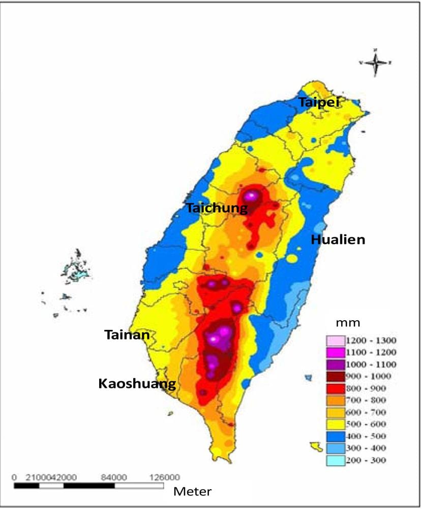 Harta Taiwan climatice