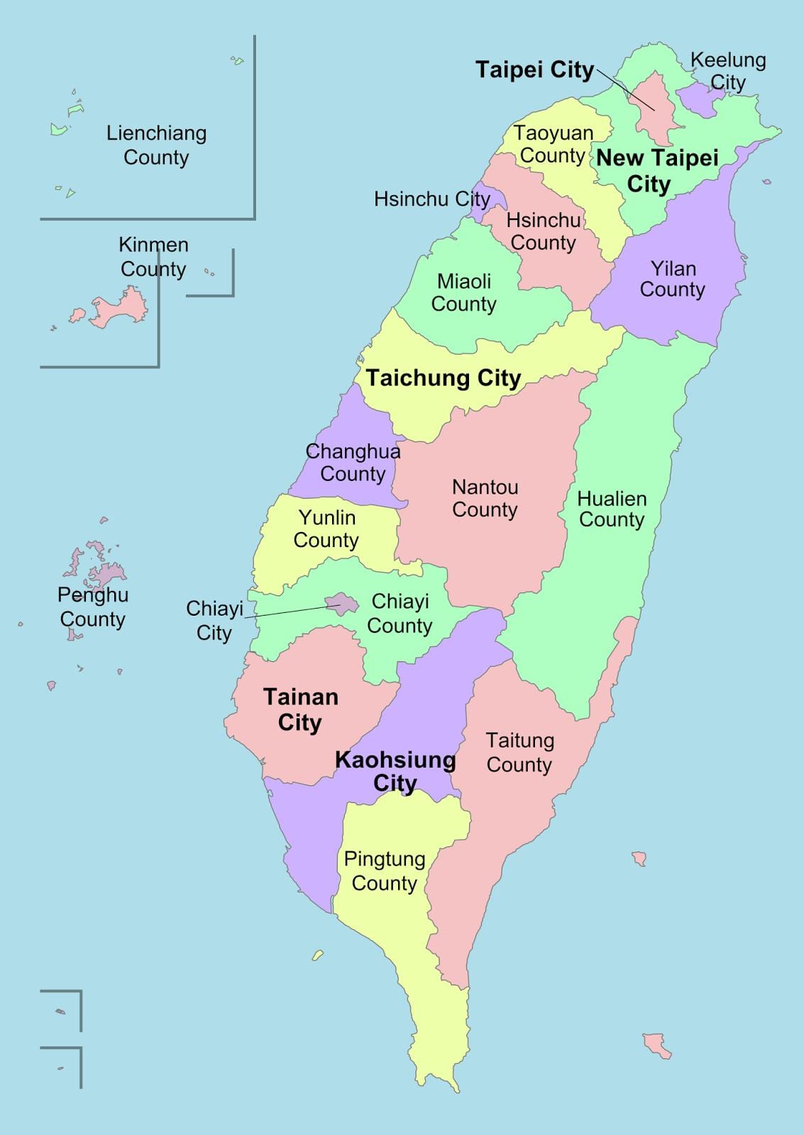 Harta Taiwan județul 