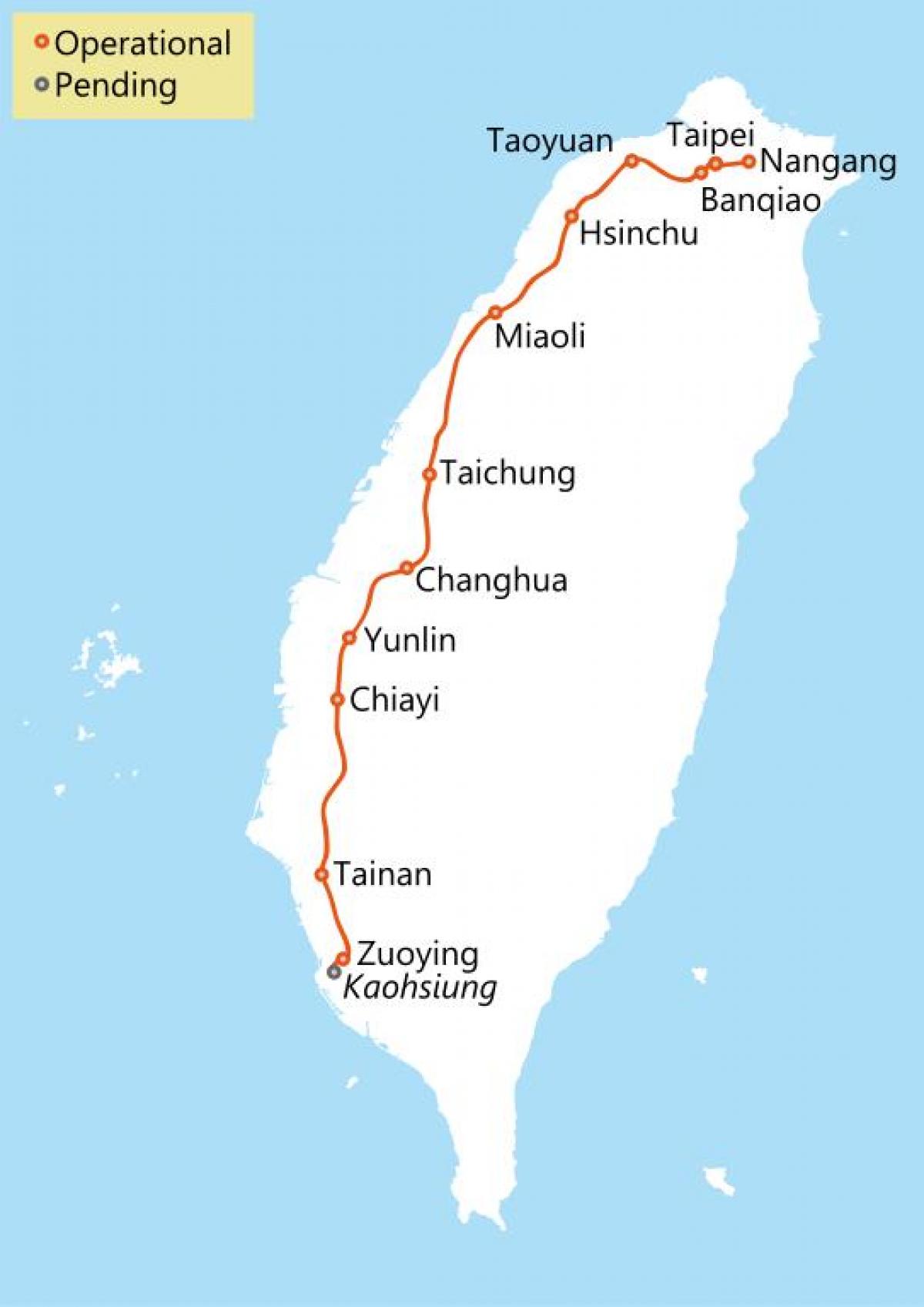 Taiwan feroviar de mare viteză harta rutelor