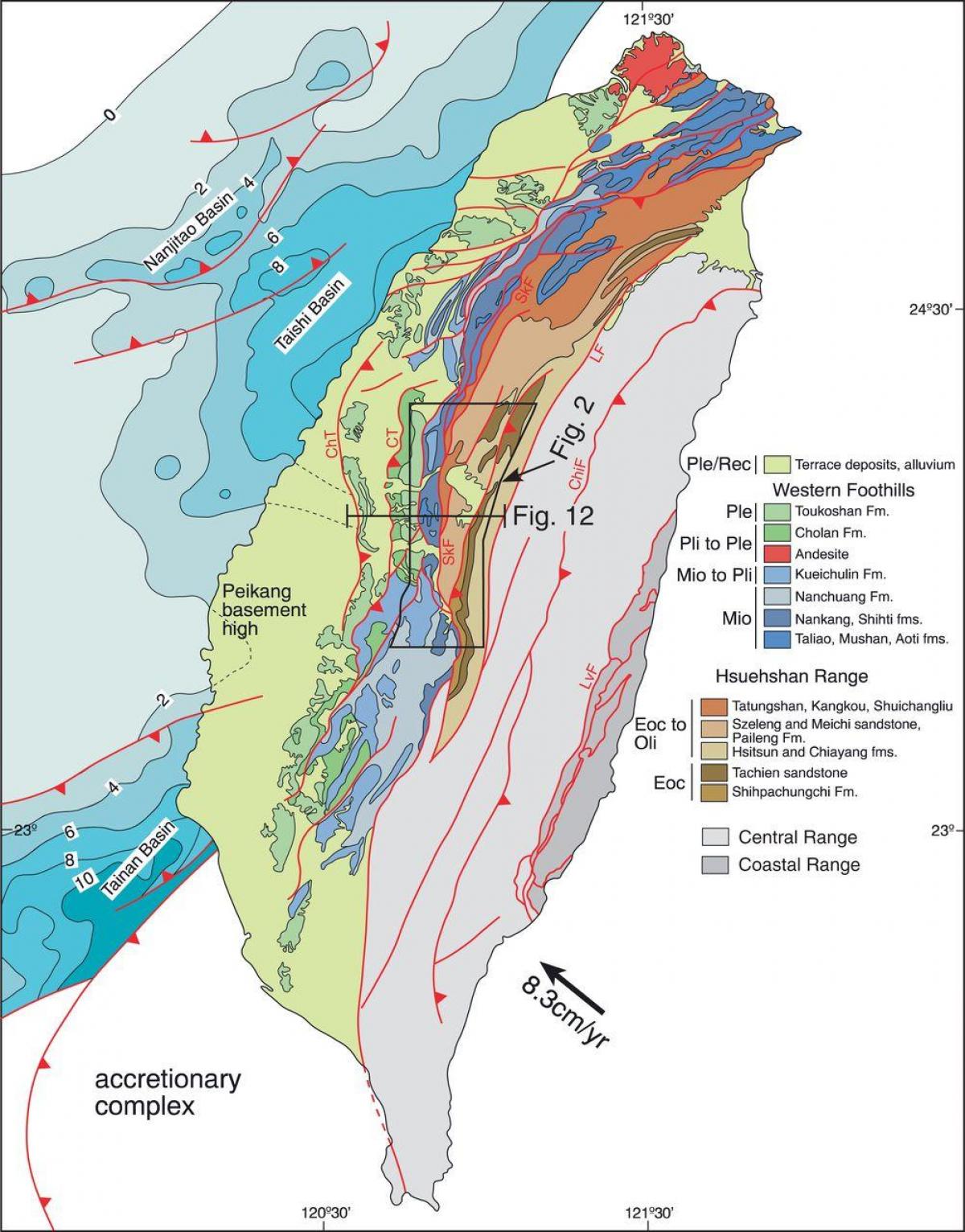 Harta Taiwan geologice