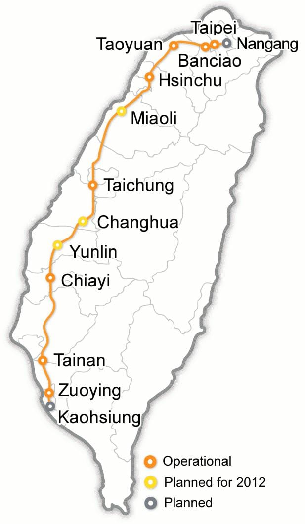 Taiwan tren glonț hartă