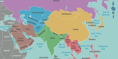 Harta Taiwan și țările din jur