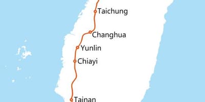 Taiwan feroviar de mare viteză harta rutelor